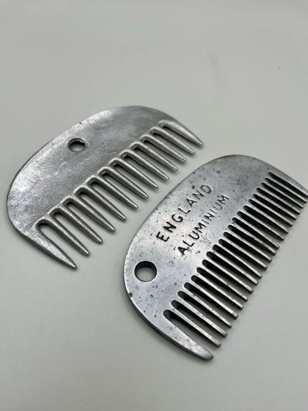 Vintage England Aluminum Horse Mane Combs Set Equestrian Grooming Mid Century